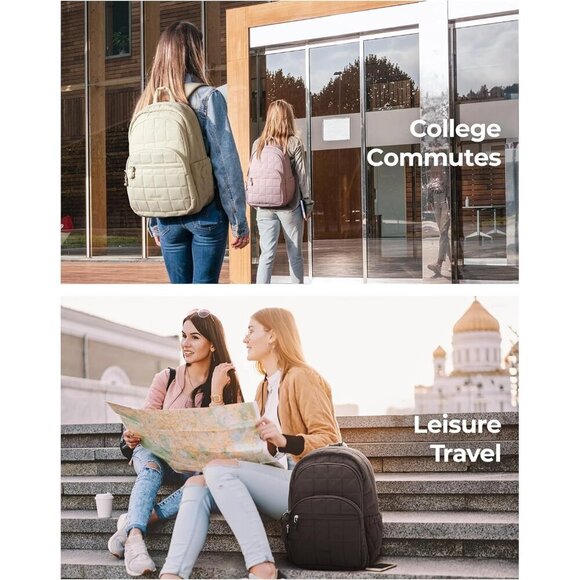 ?15.6 Inch Women Travel Backpack Quilted Casual Daypack Water-Resistant Bookbag main image 6